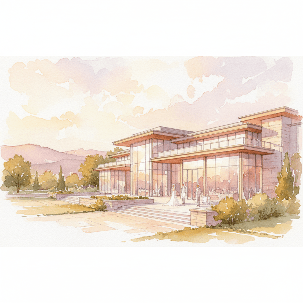 The Oz Event Center watercolor illustration